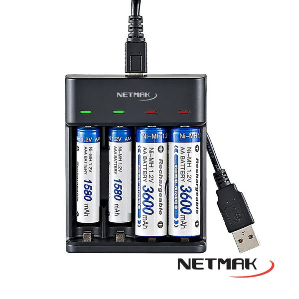 Cargador de Pilas USB 4 Pilas con indicador LED - Imagen 5