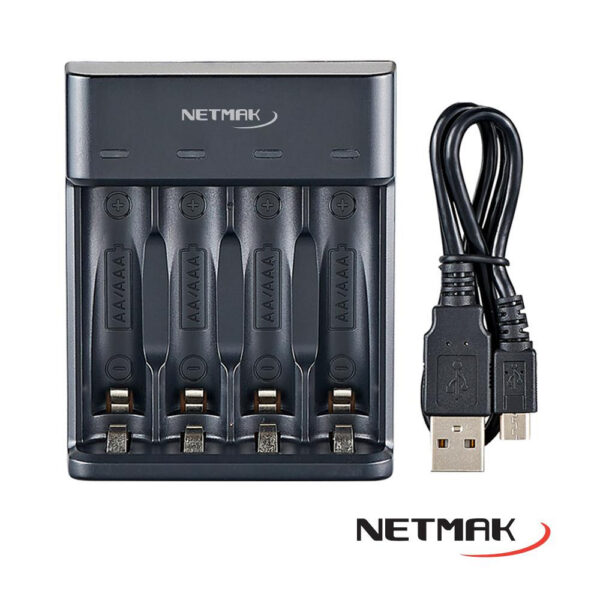 Cargador de Pilas USB 4 Pilas con indicador LED - Imagen 3