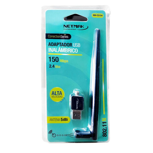 Adaptador USB WIFI  con Antena 150 Mbps Netmak - Imagen 2