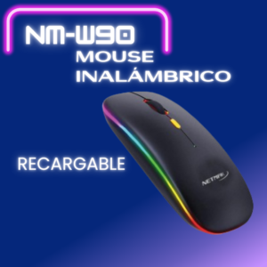 Mouse Inalámbrico Recargable Luminoso    NM-W90 NEGRO NETMAK