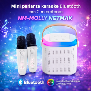 Mini parlante karaoke Bluetooth con 2 micrófonos NM-MOLLY NETMAK